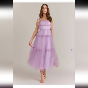 Lena Sleeveless Ruffled Mesh Midi Dress